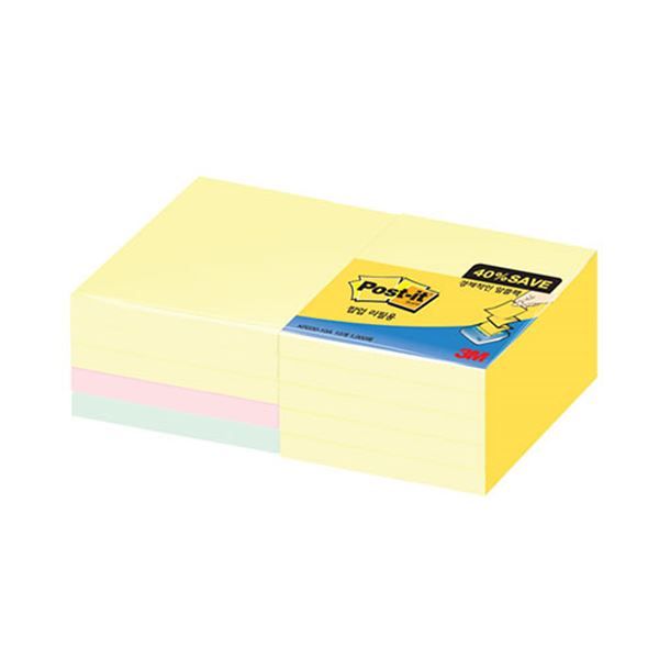 Post-it Sticky Notes Value Pack, Yellow, Lovely Pink, Apple Mint, 10Pads/Pack, 1000sheets, 76X76mm(K