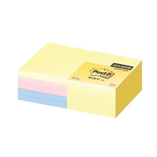 Post-it Sticky Notes Values Pack, Yellow, Lovely Pink, Cream Blue, 10Pads/Pack, 1000 Sheets(54-10A)