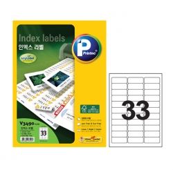 V3490-100 Index Labels 62X24mm, 33 Labels, 100 Sheets 
