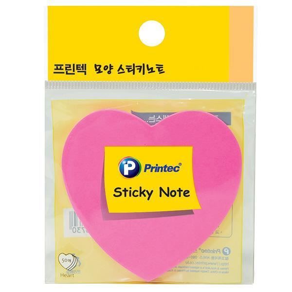 DI010 Sticky Note, Heart Shape, Pink, 50 Sheets  