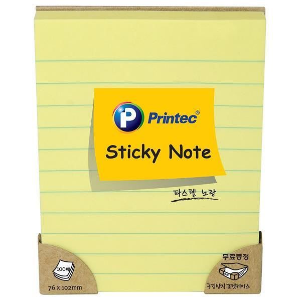 L76102Y Lined Sticky Note Yellow, 100 Sheets 