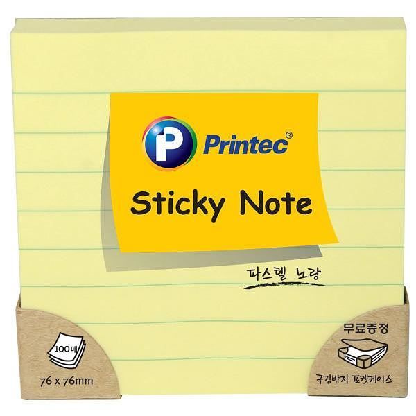 L7676Y Lined Sticky Note Yellow, 100 Sheets 