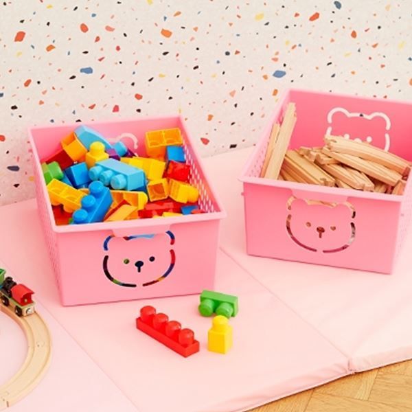 Bear Basket Pink(L), 410x295x171mm