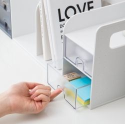 Book Rack with Drawer White