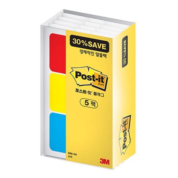 Post- it Flags Pack, 38X25.4mm, 5 Pads(686-5A)