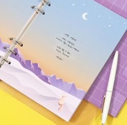 [A5] 6-Ring Diary Refills  MOONLIGHT Set -04.Star Space Violet + Unicorn 