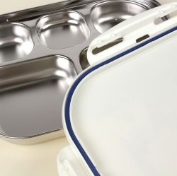 Stainless Steel Lunch Tray with Locking Lid 