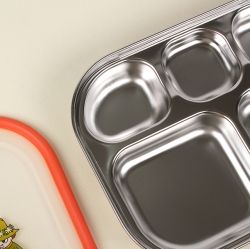 Stainless Steel Lunch Tray with Clear Airtight Lid 