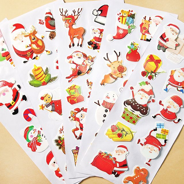 Christmas long deco sticker random 5set