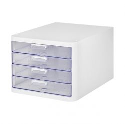 LITEM Clear Multi Cabinet 4 Drawer, White 