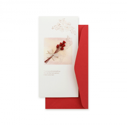 Preserved Flowers Thank You Card with Envelope, RED