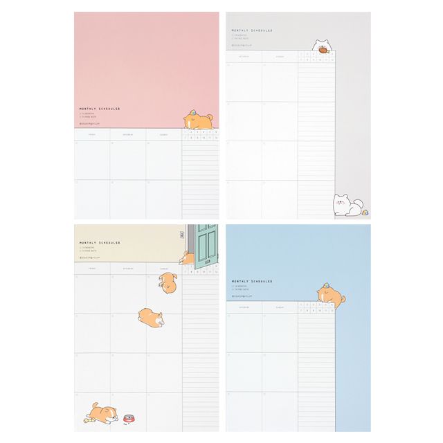 Lying Doggie A4 Size Monthly Scheduler 