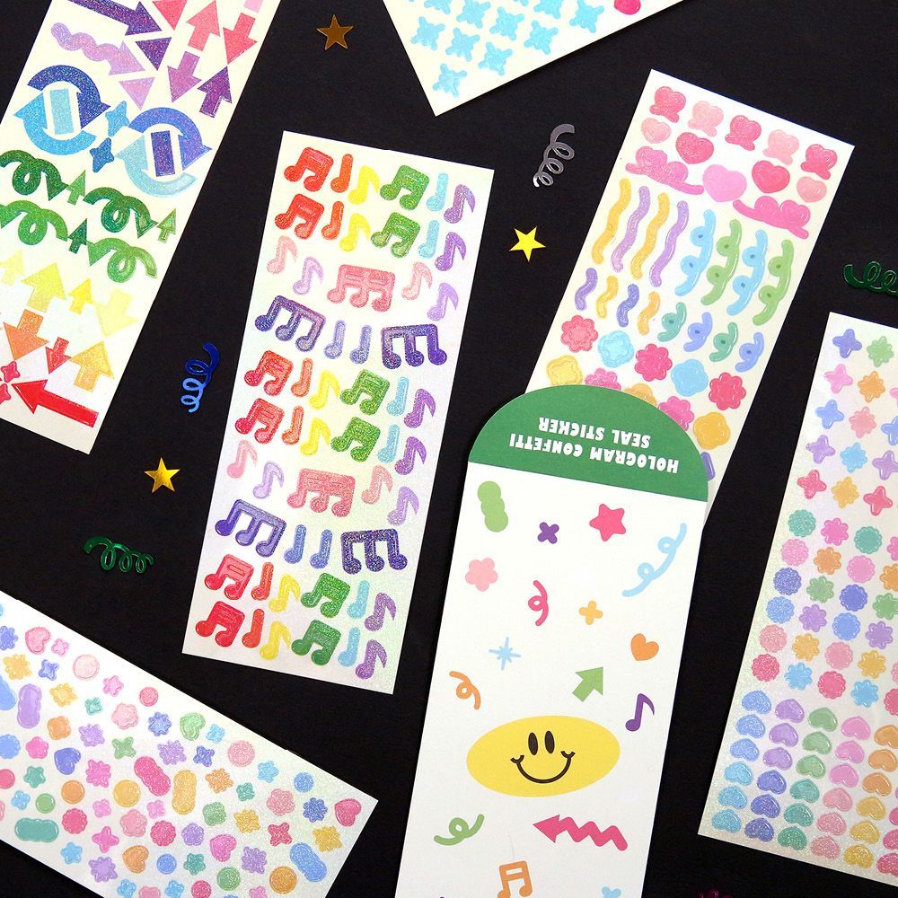 Hologram Confetti Remover Seal Stickers 6 Sheets Set, [19-24]