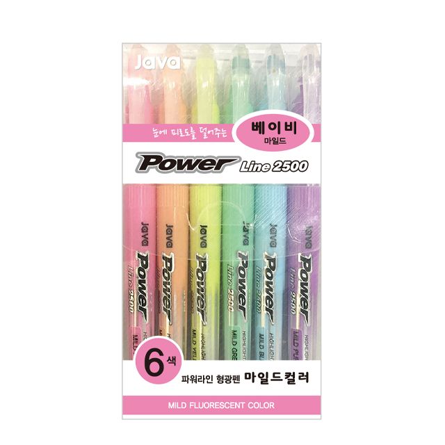 Power Line Highlighter(4.0mm), Baby Mild, 6Colors 