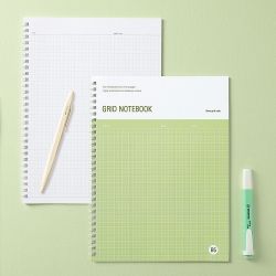 Color Energy Grid Notebook B5 , Set of 8 with Slim Ballpoint Pens Set 