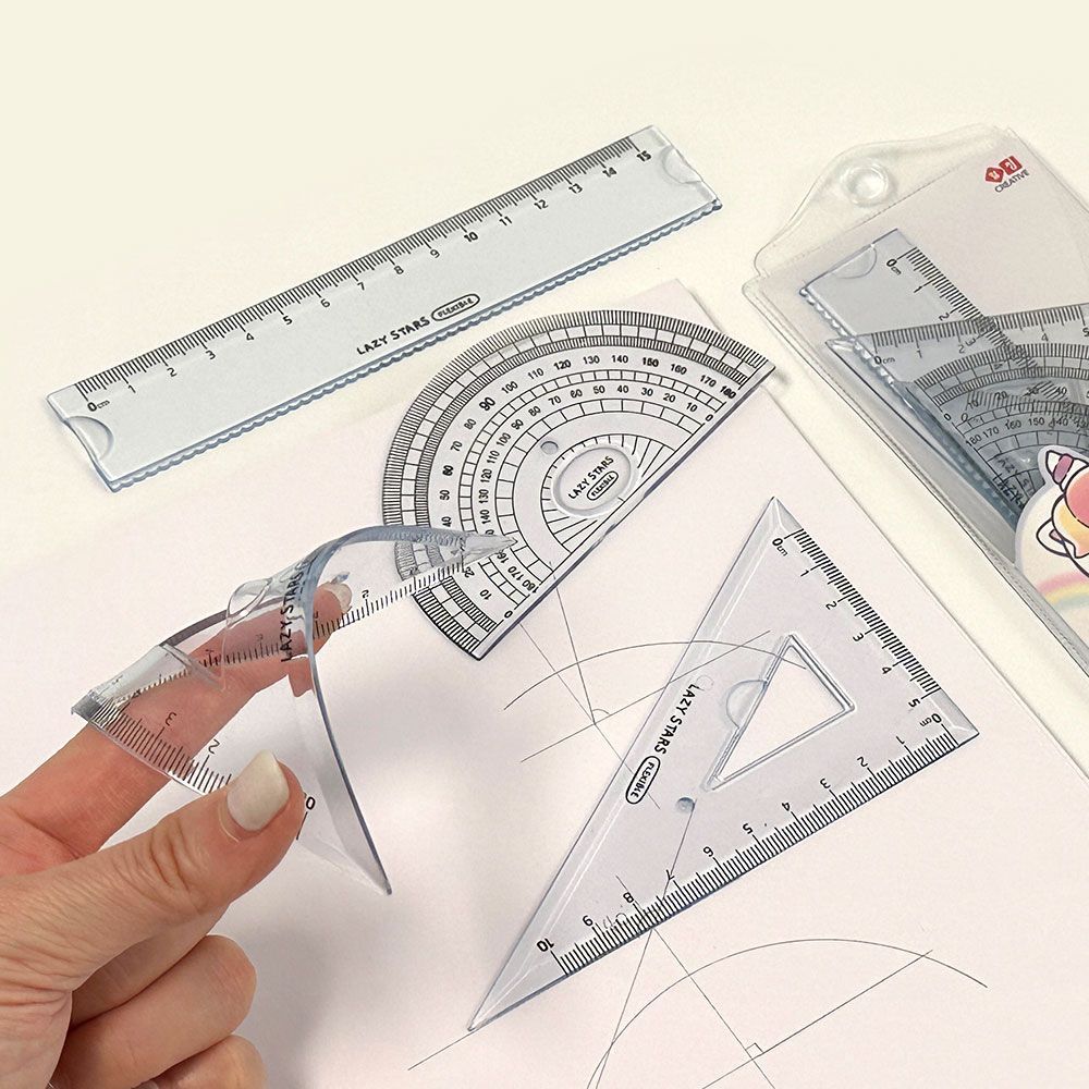 Lazy Star  4pieces Flexible Math Ruler Set, 16pcs