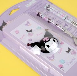 Kuromi Light Stainless Steel Spoon & Chopsticks with Case set 