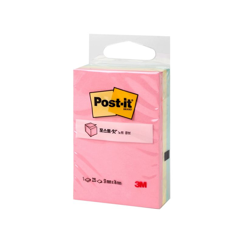 Post-it Note Cube (Pastel) 656 51x76mm 3color 225pcs