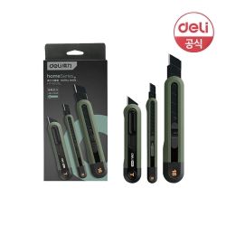 Home Series ABS Black Utility Knife 3-Piece Set, Green