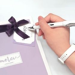 Ribbon Double Tag Shopping Bag Purple, Set of 10