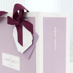 Ribbon Double Tag Shopping Bag Purple, Set of 10