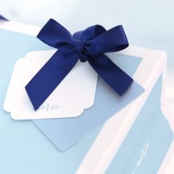 Ribbon Double Tag Sky Blue, Set of 10 