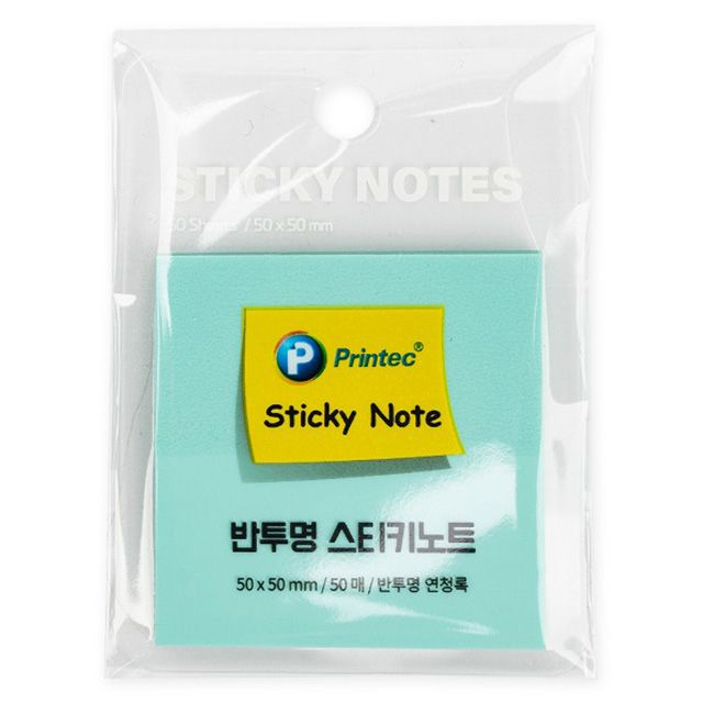 Transparent Sticky Notes, Light Green 50X50mm