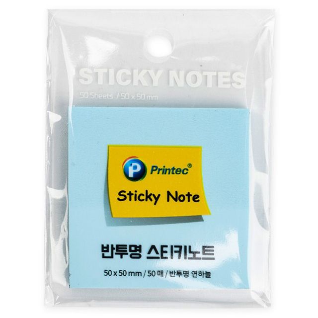 Transparent Sticky Notes, Light Blue 50X50mm