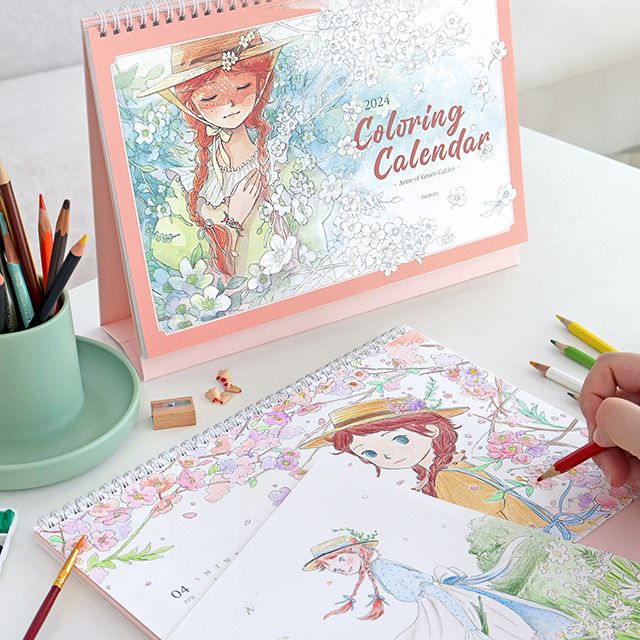 2024 Anne Story Coloring Desk Calendar (A4)