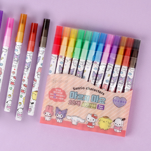 Sanrio Characters Non Dry 12Colors Signpen Set