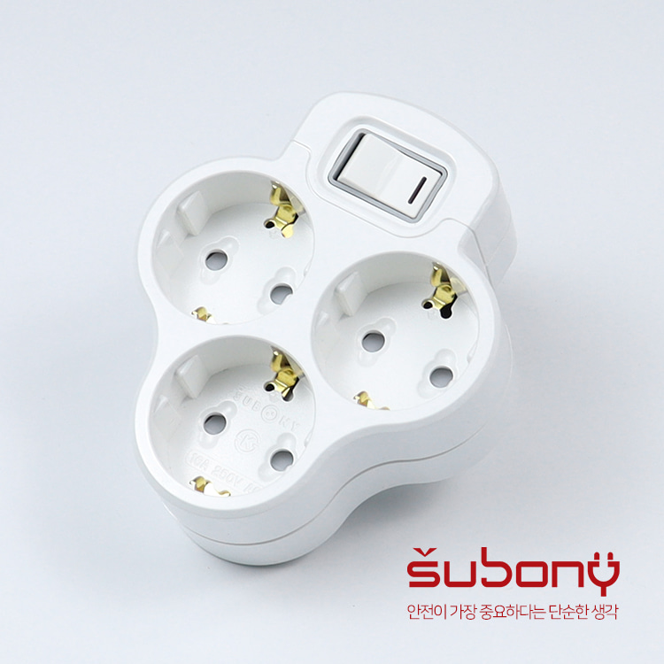 Attached Integrated Switch Crober Type Multi-socket 3-Outlet White