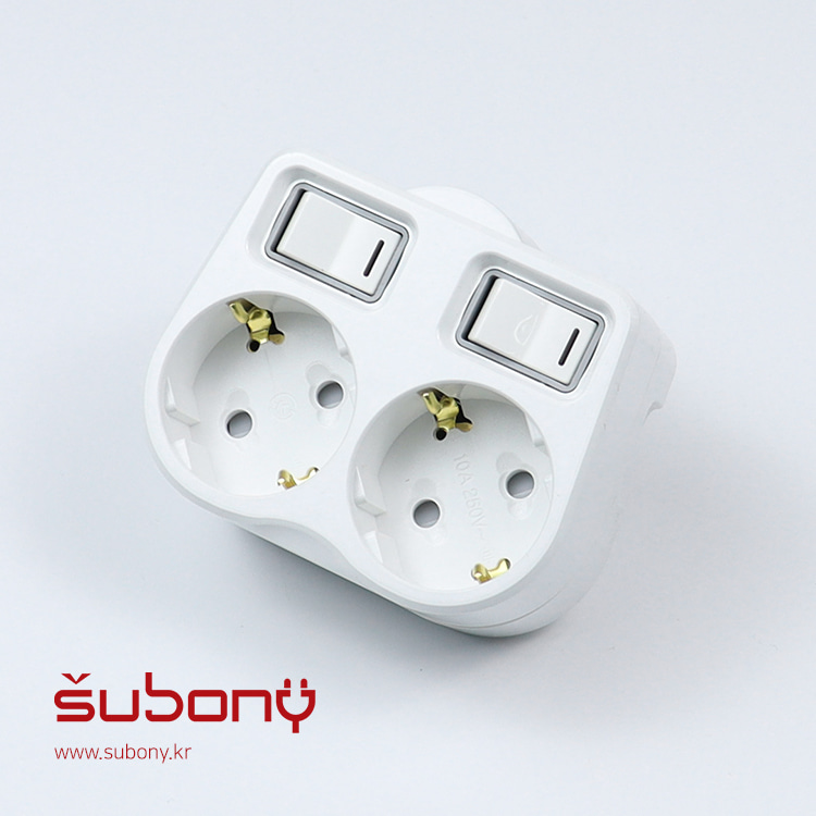Attached Individual Switch Multi-socket 2-Outlet White