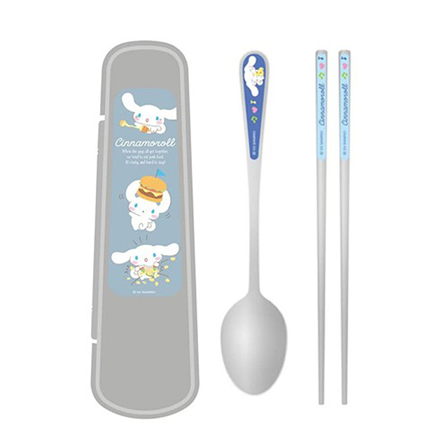 Sanrio cinnamoroll super clean all stainless steel spoon, chopsticks &case 3P Set