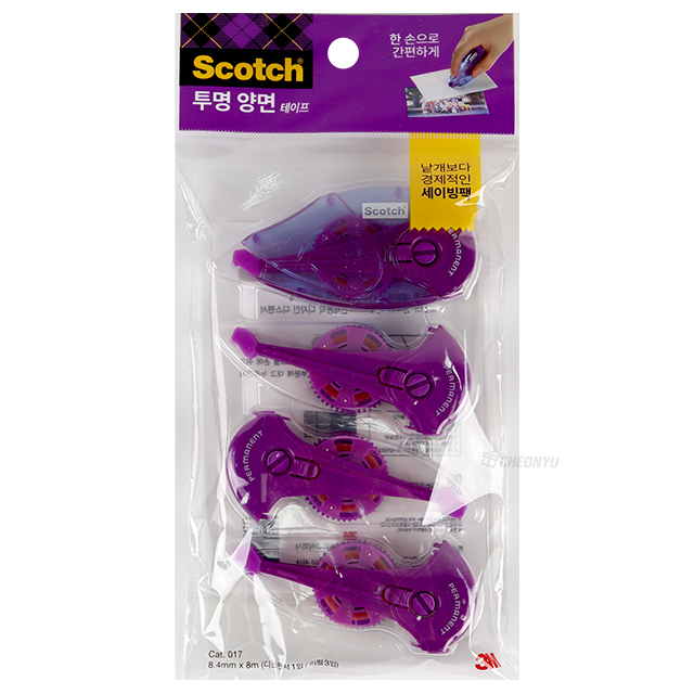 Scotch Double-Sided Tape Transparent 017 (Dispenser 1+Refill 3)