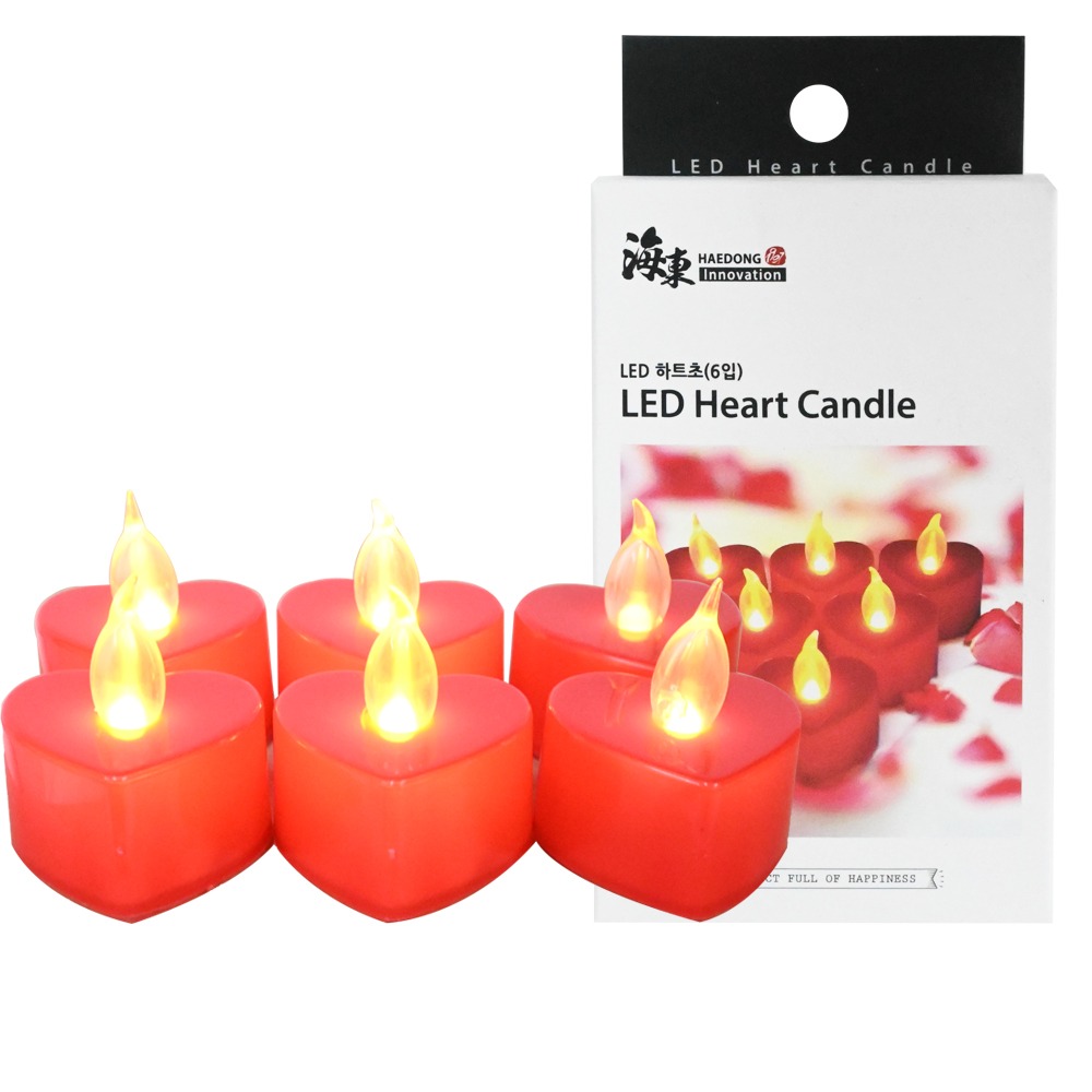 LED Heart Shape Candles 6pcs