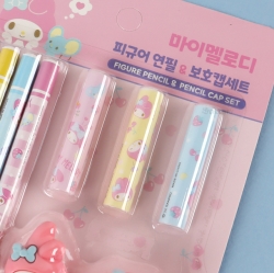 My Melody Figure Pencil and Pencil Cap and Pencil Sharpener Set