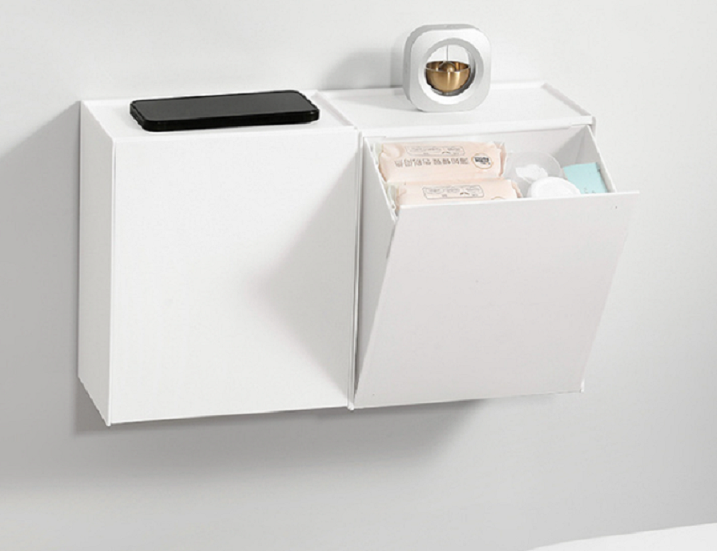 Multipurpose semi-flap large trash can Top bathroom storage box attachable trash can