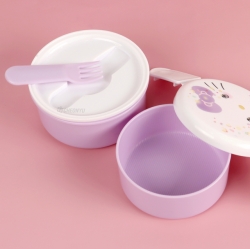 Hello Kitty 50th anniversary Round 2F lunch box (With Fork)