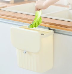 Interior Household Kitchen Bathroom Wall Hanger Lid Cover Smell Protection Large Capacity Trash Can 