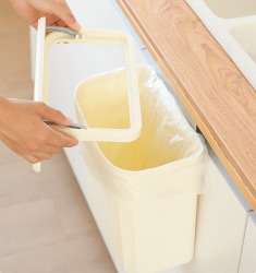 Interior Household Kitchen Bathroom Wall Hanger Lid Cover Smell Protection Large Capacity Trash Can 