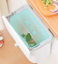 Interior Household Kitchen Bathroom Wall Hanger Lid Cover Smell Protection Large Capacity Trash Can 