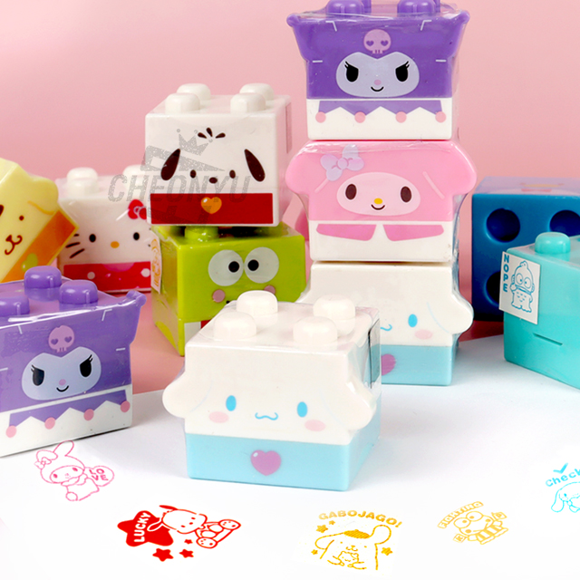 Sanrio Characters Block Stamp, set of 12ea