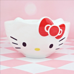 Sanrio Characters Face Ceramic Rice Bowl - Kitty White