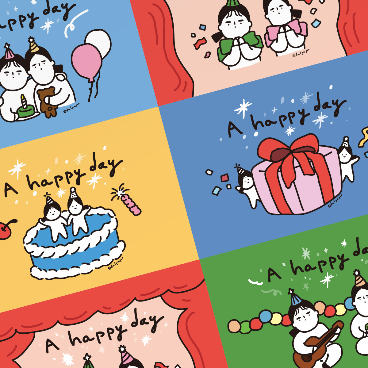 Dalpaper Happy Day Postcard, 5 Types