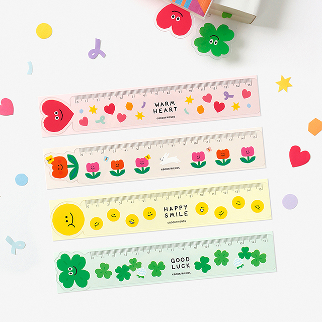 Smile 15cm  Ruler  Transparent Bookmark Set of 4