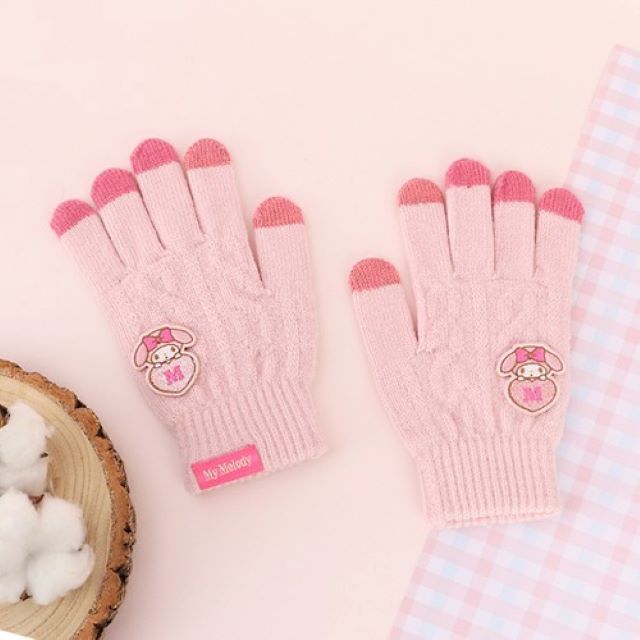 My Melody Fogun Touch Gloves-Pink