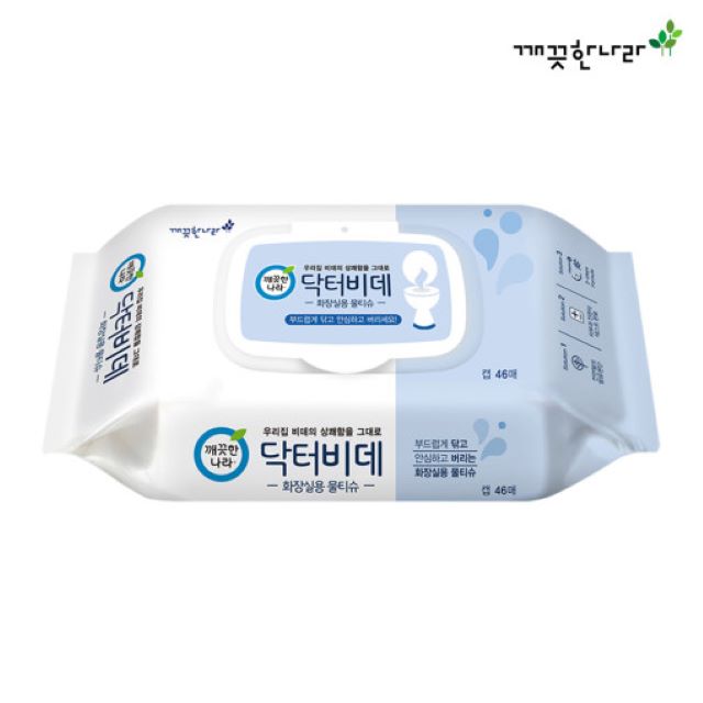 깨끗한나라 비데물티슈 닥터비데 오리지널 화장실용 (캡46매 X 4입) 