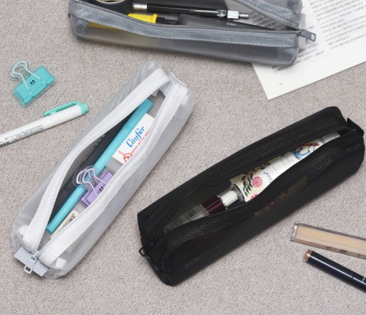 Mesh Zipper Makeup Simple Pouch Pencil Case