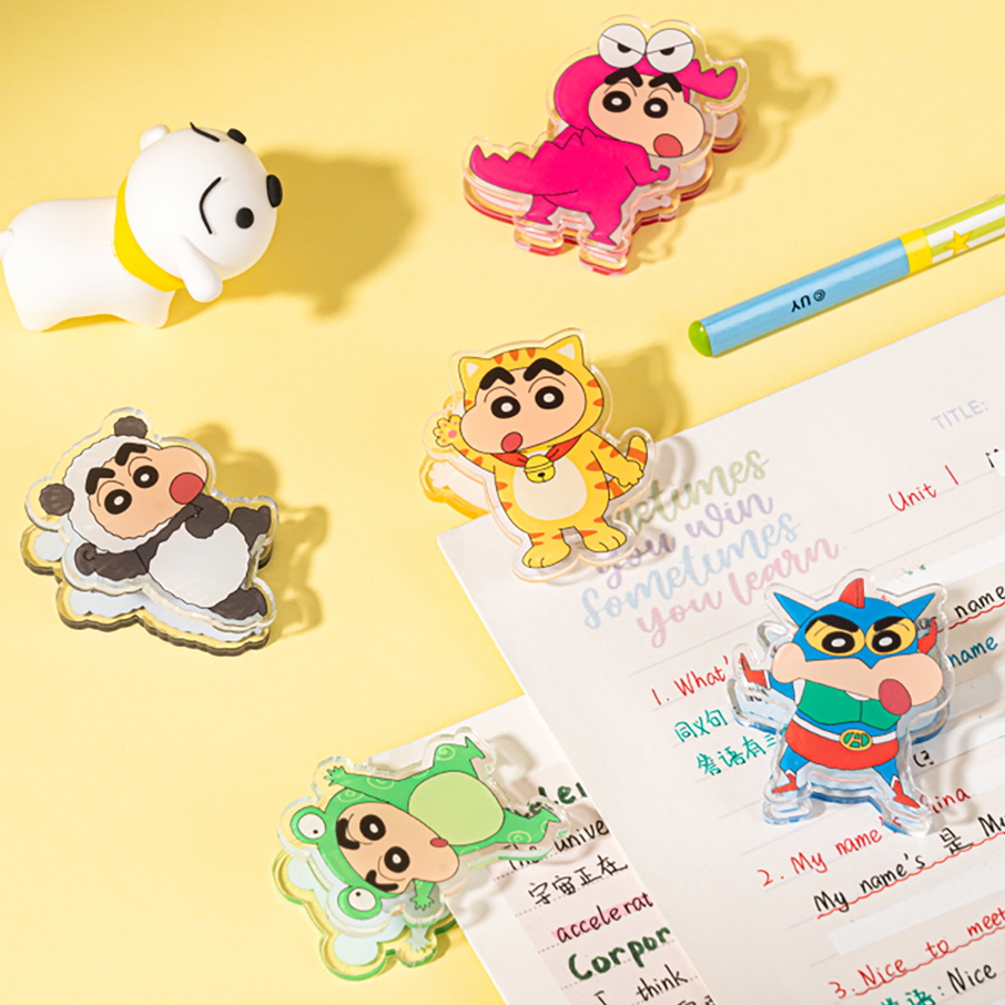 DELI Shin-chan Acrylic Character Clip Clear, 20ea