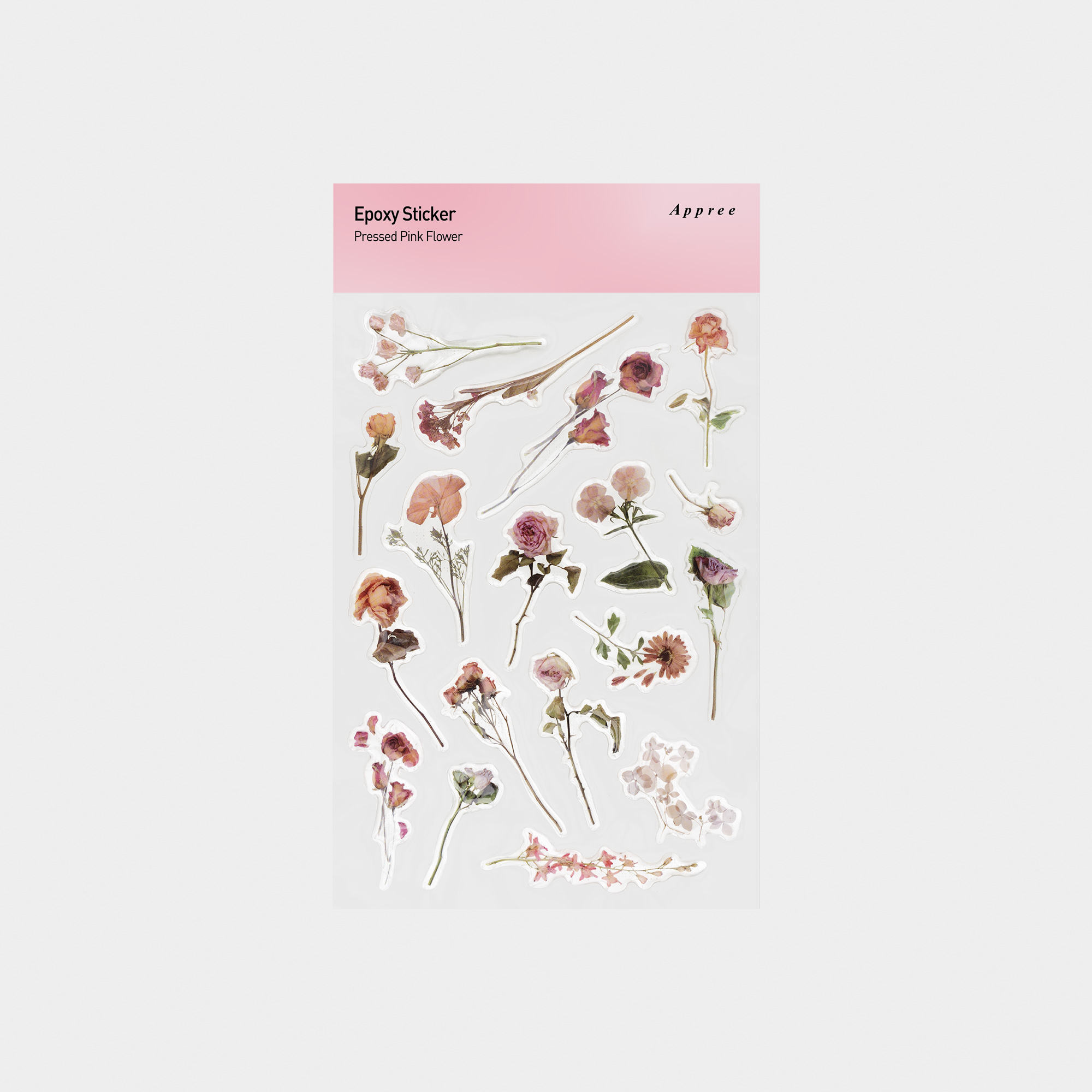 Epoxy Sticker_Pressed Pink Flower